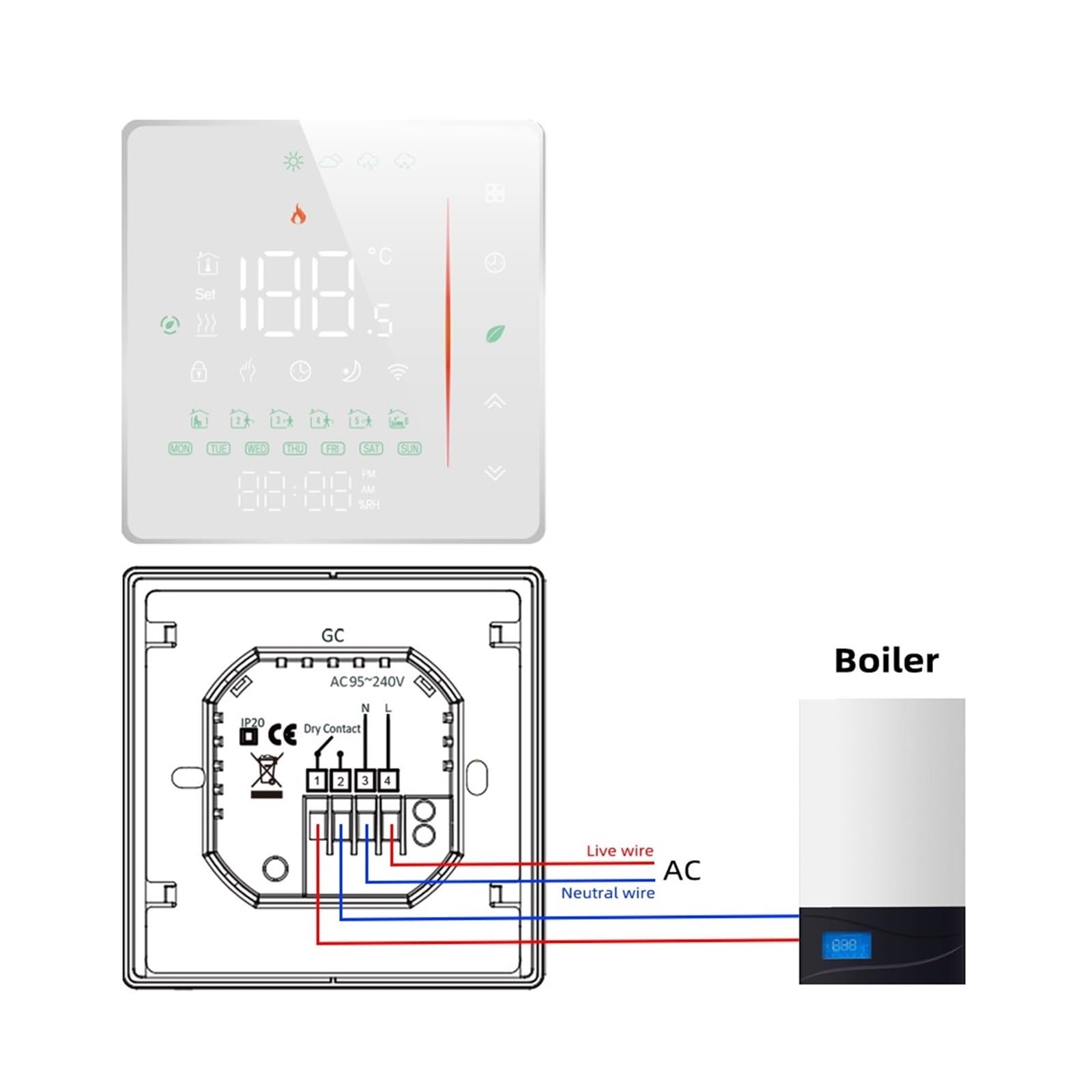 Inteligentny dom Wifi termostat regulator temperatury wody/elektryczne ogrzewanie podłogowe kocioł gazowy/Smart Life OszczęDza Energię I Koszty Ogrzewania(GC-Gas bolier)