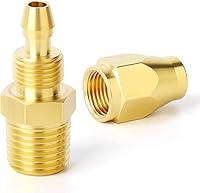 Vista 2 de GASHER 10PCS Brass Pneumatic Replacement Fitting, Reusable Hose End Repair Fitting 1/4" Barb（Suitable for 1/4" ID，5/16" OD air hose) x 1/4" NPT Rigid