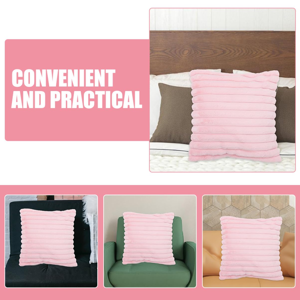 Dekokissen für Sofa und Kinderzimmer aus Weichem Plüschmaterial 45x45cm Rosa Bequemes und Strapazierfähiges Sofakissen für Zuhause und Auto
