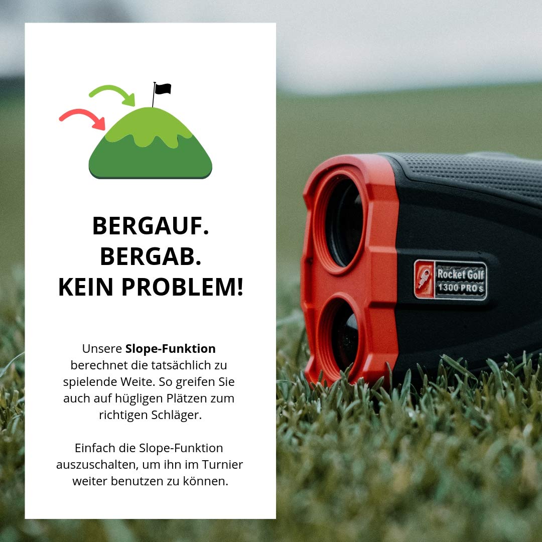 Golf Laser Entfernungsmesser Birdie 1300 Pro Slope Black - FlagFinder - 1300m Reichweite - Wasserabweisend - Rangefinder RocketGolf