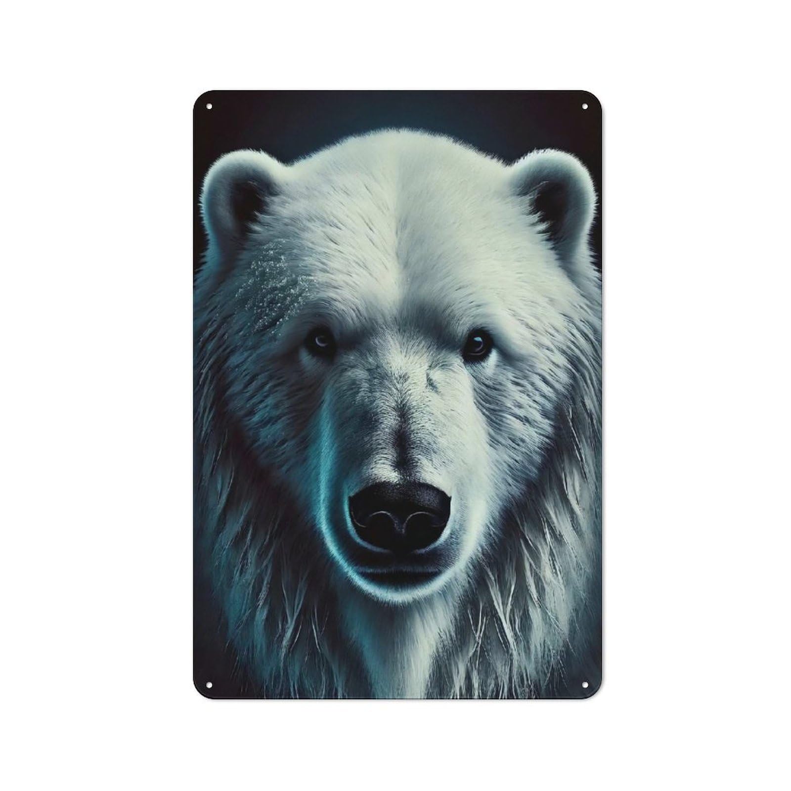 Junmoney Style-17 Farmhouse Rustic Metal Sign 30X20cm Featuring Polar Bear Portrait, Farmhouse Wall Decor For Dining Room, Cafe, Entryway Or Family Room