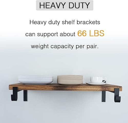 Miniatura 8 de Soporte de Barra de Clóset OVOV Resistente de 10 Pulgadas con Soporte de Estante de Clóset y Soporte de Barra con Gancho (Paquete de 8) Negro