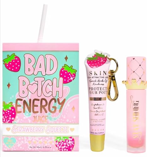 Lip Gloss & Conditioner Set, Moisterising Lip Duo Set - Strawberry Squeeze