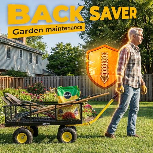 image for Sekey 1000lbs Heavy Duty Steel Garden Cart for Yard & Farm, Utility Wa