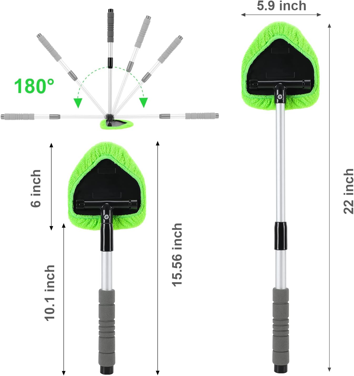 X XINDELL 24Inch Windshield Cleaning Tool with Extendable Handle with Washable Reusable Cloth Pad(8 Pack) : Automotive