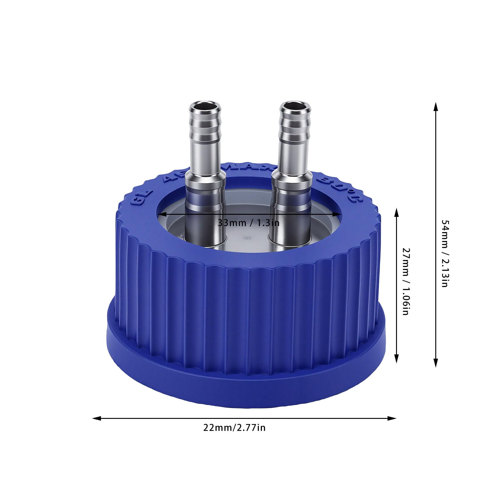 Naroote Tappo di Alimentazione di Sicurezza GL45 Coperchio Bottiglia GL45 Tappo Bottiglia Reagente 2 Porte Diametro 6-8 Mm Misura Media Acciaio Inossidabile 304 con Guarnizione per