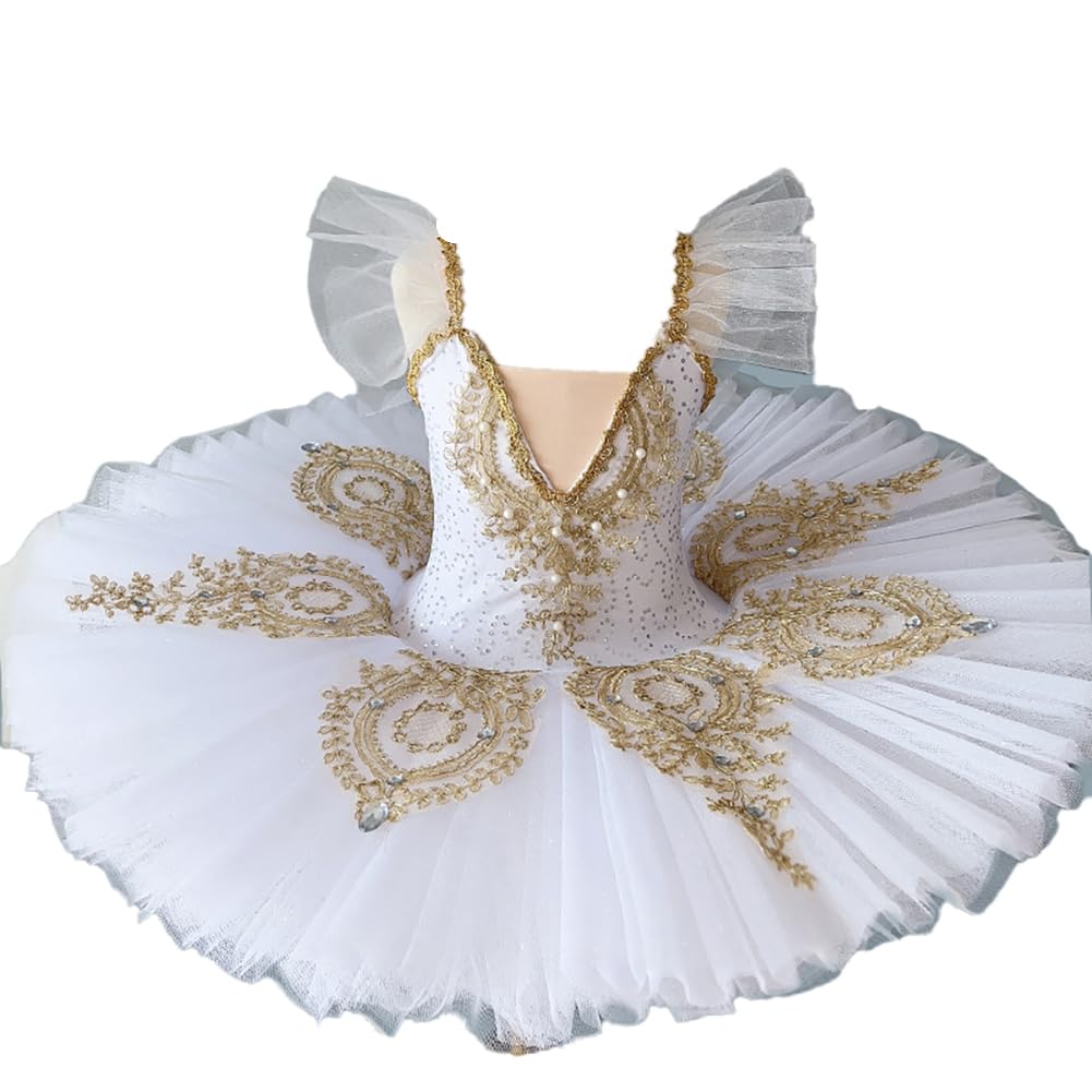 EFLALYHG Mädchen Ballettkleider Platter Flauschige Tutu Mesh Kleider Bühne Performance Wettbewerb Kleider Schwanensee Tänzerinnen Kostüme,Style 30,160