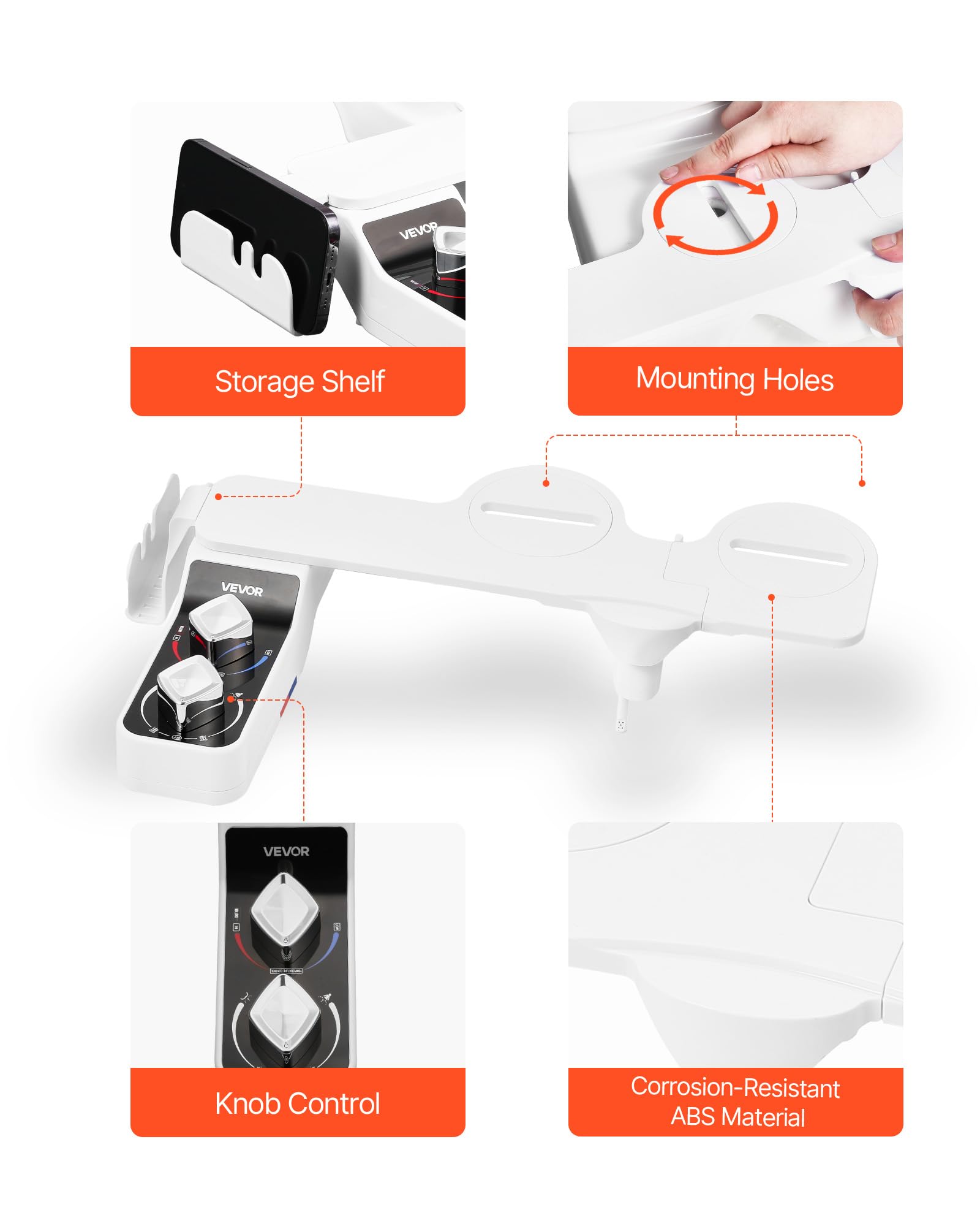 VEVOR Bidet Attachment for Toilet Hot Cold Non-Electric Water Sprayer - Dual Retractable Nozzles Adjustable Water Pressure 0 — view 6