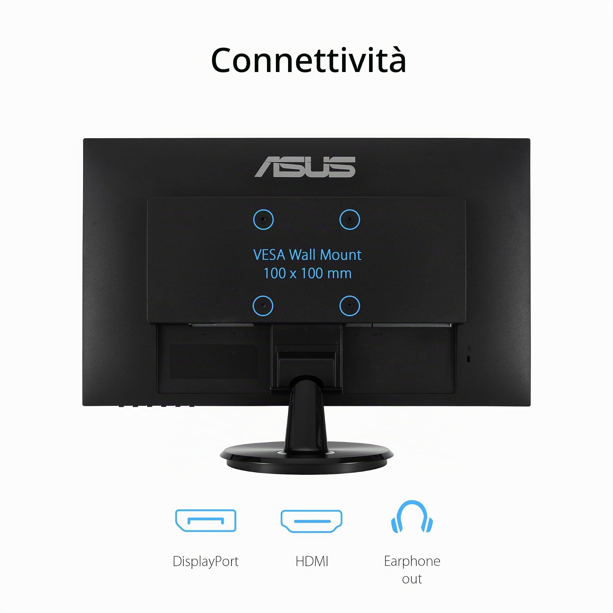 ASUS VA24DQF Monitor Eye Care Gaming da 24” pollici (23.8), IPS, Full HD, Frameless, 100Hz, Adaptive-Sync, Tempo di Risposta 1ms MPRT, HDMI, DisplayPort, Filtro Luci Blu, Antisfarfallio, Nero