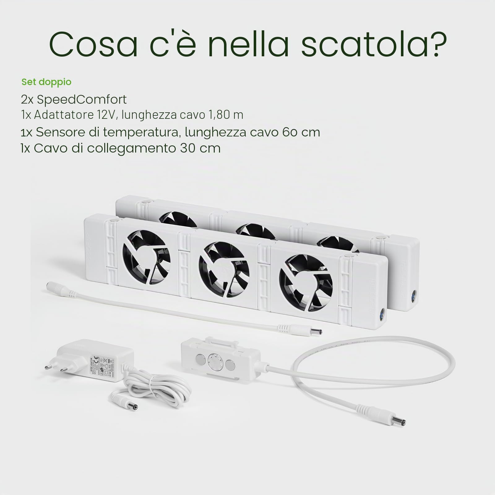 SpeedComfort Starter Set 2 Pezzi: Ventola del Riscaldatore Intelligente per Riscaldatori, Booster di Riscaldamento Durevole per Surriscaldamento e Radiatori, per Risparmiare Energia