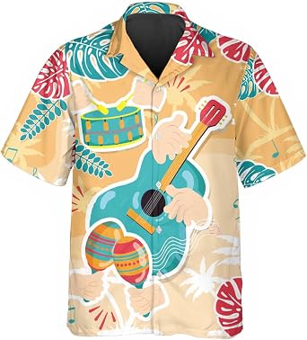 Guitar Hawaiian Shirt for Men - Guitar Button-Down Shirt for Men - Gifts Gor Guitarist, Guitar Lovers