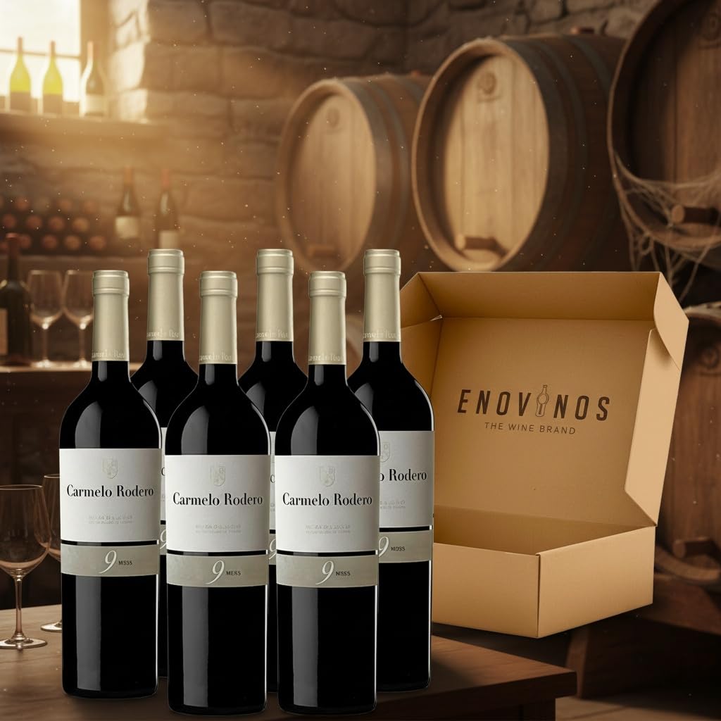 Vino Tinto Roble Ribera del Duero Carmelo Rodero 9 Meses 2024 - Envío 24 h - Ribera del Duero - Vino Regalo - Nueva Añada - Caja 6 x Botella 75 cl- Mejor Seleccion ENOVINOS THE WINE BRAND