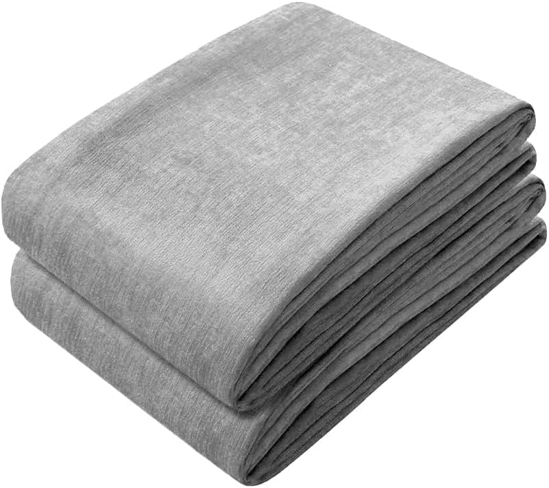 Miniatura 2 de Cortinas opacas de felpilla de doble cara para sala de estar, cortinas con aislamiento térmico de lujo suaves, cortinas con ojales (gris claro, 52
