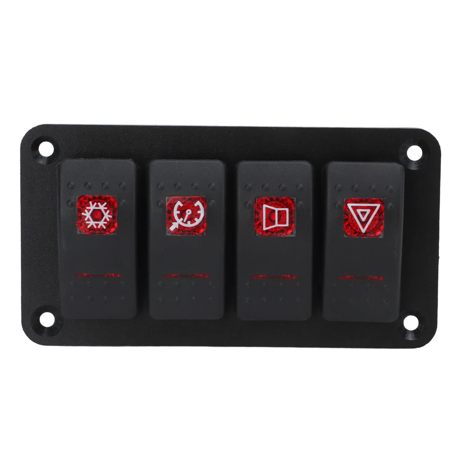 Panneau d'interrupteur à bascule 4 gangs LED rouge 12V 20A étanche - 7