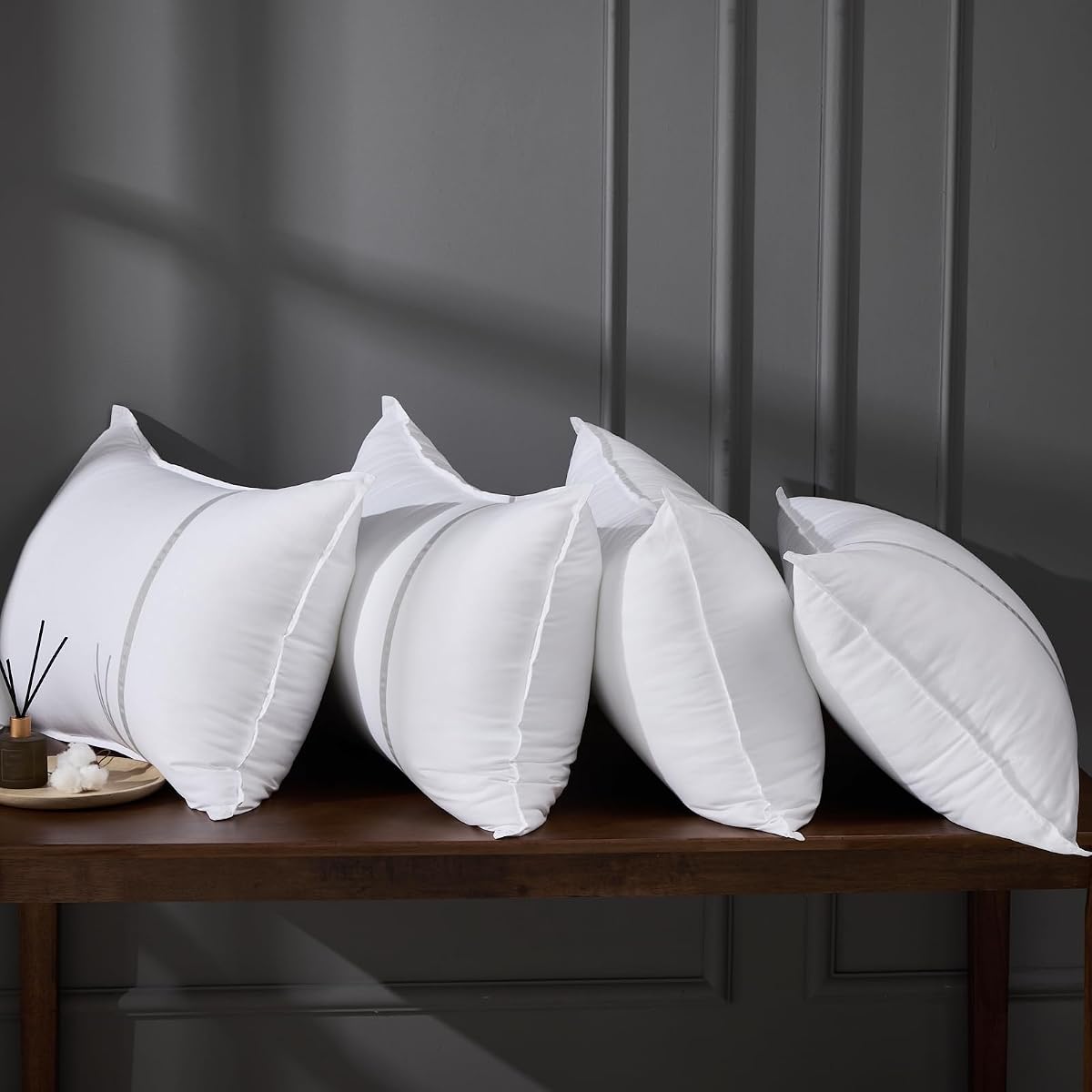 King Size Pillows Set of 4, Medium Firm Hotel Pillows for Sleeping, Coolings Bed Pillows for Side & Back Sleepers, Down Alternative Filling, 20 x 34 Inches