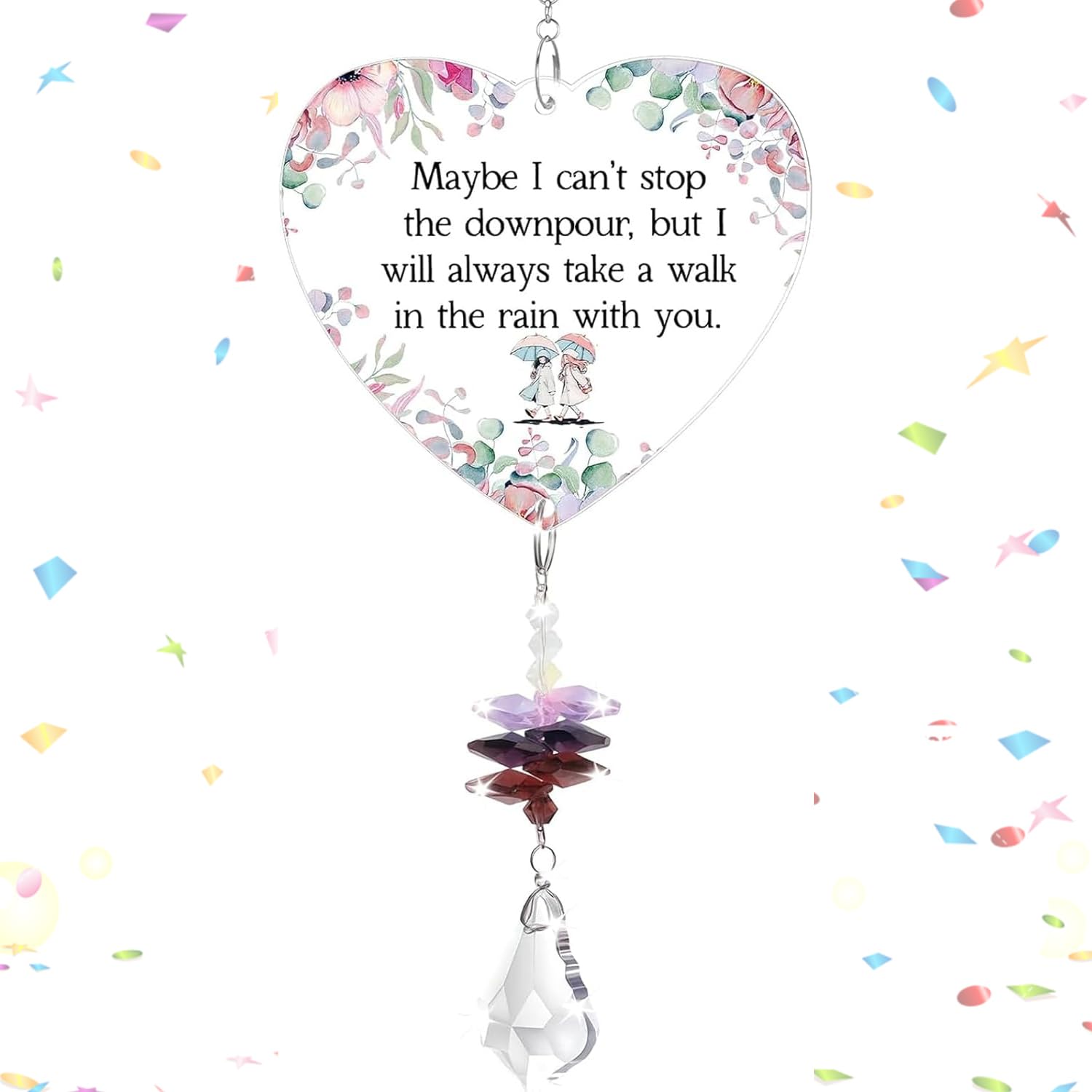 Asrejur Women's Clear Friendship Gifts For ,Heart Shaped Crystal Suncatcher Hanging Ornament, For Special Friend Gifts, Wedding Bestie,Birthday,Anniversary,Graduation Present