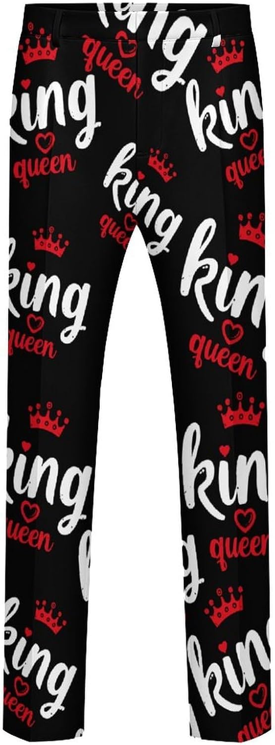 Queen and King Novelty Men's Casual Pants Slim Fit Suit Dress Trousers