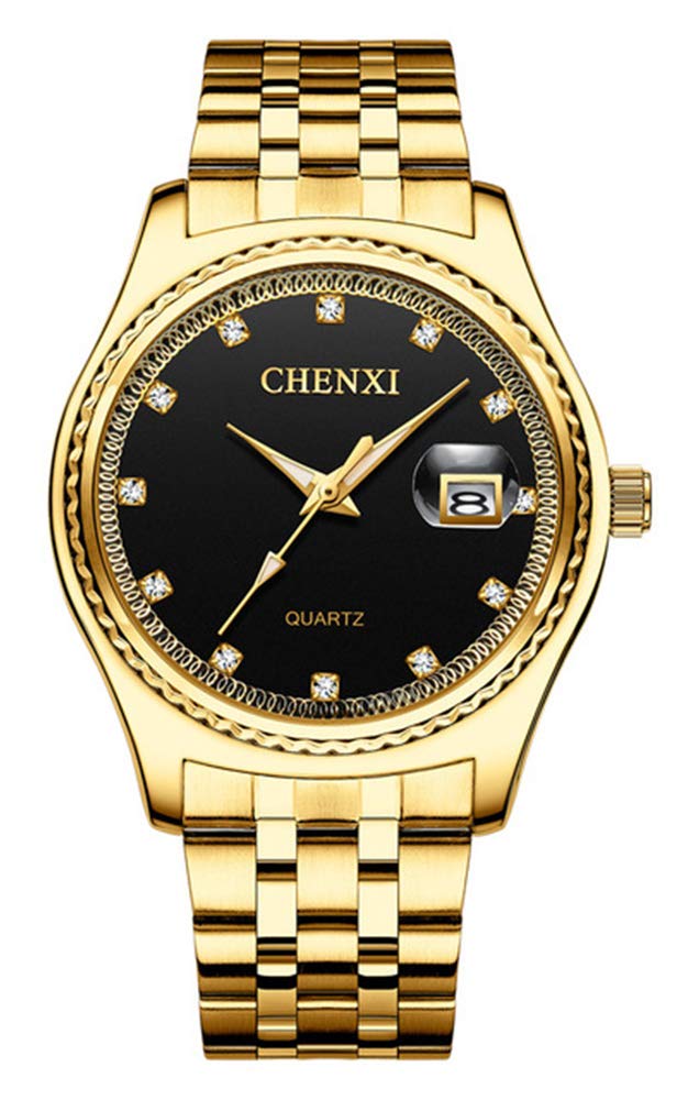 Reloj de Pulsera para Pareja, Reloj de Pulsera Dorado, para Hombres y Mujeres, Acero Inoxidable, Resistente al Agua, Reloj de Cuarzo, Set de Regalo