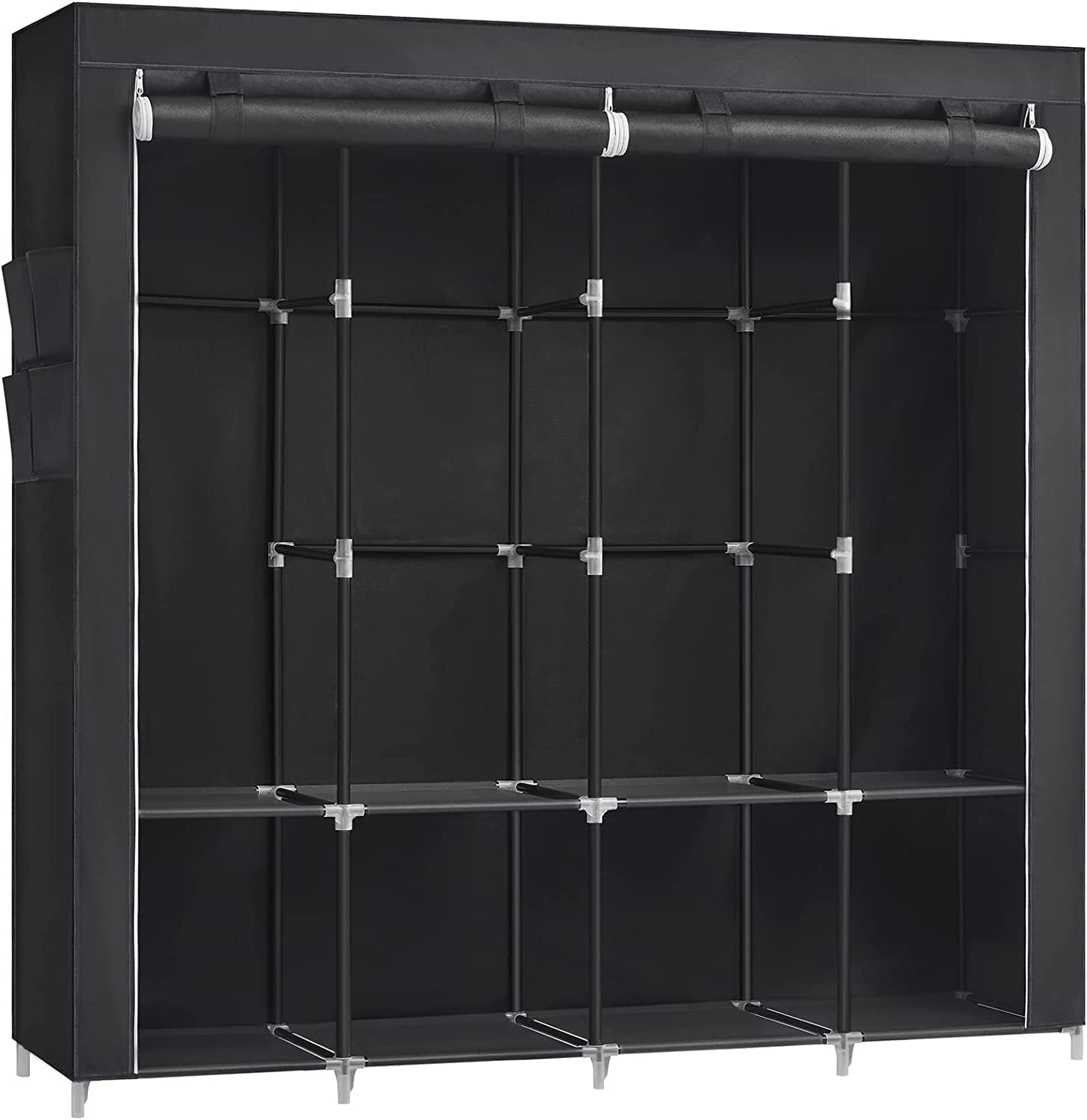 Armario Plegable, Armario de Ropa, Armario Organizador, Armario de Tela Portátil con 10 Compartimentos, Gran Capacidad, Ideal para Hogar u Oficina, 167 x 45 x 170 cm