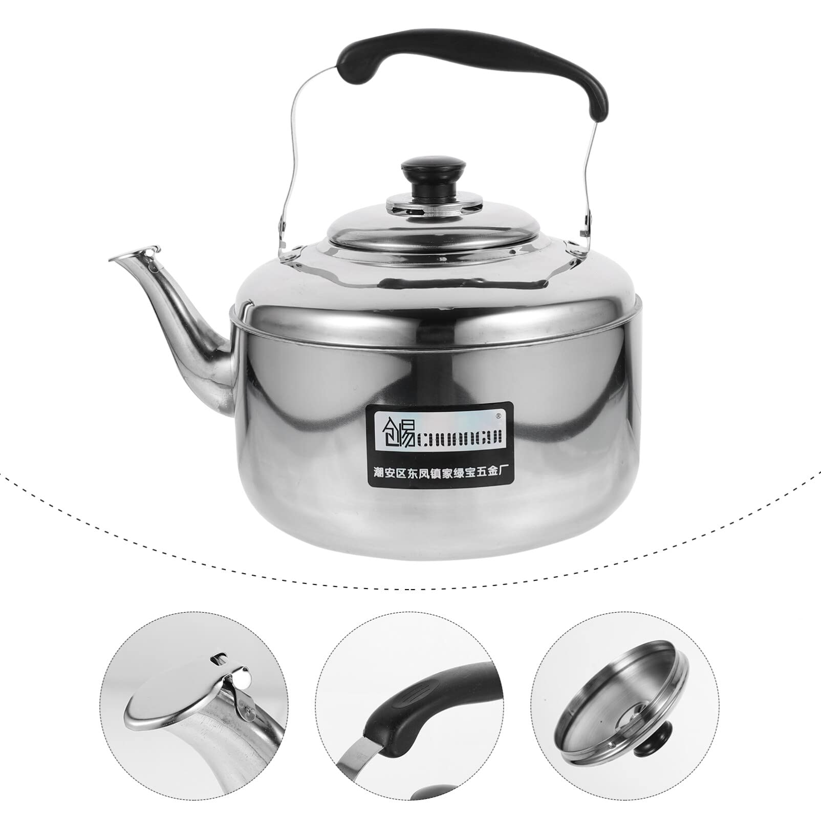 Hemoton hervidor de acero inoxidable sibilante para cocina de gas e inducción de gran capacidad mango anti-grietas fondo calentador uniforme para el hogar té y el café