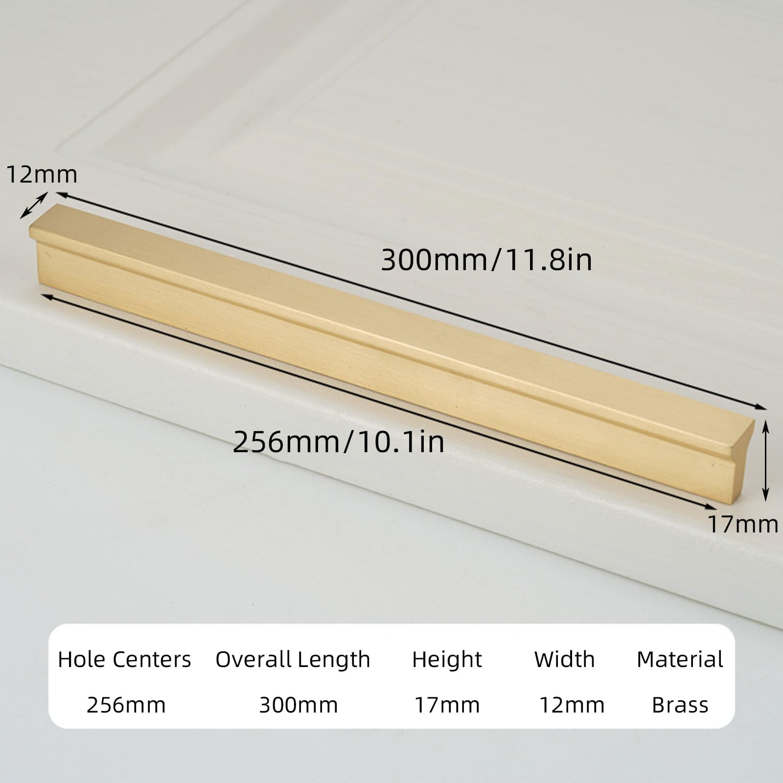 Schrankgriffe Gold Modern, 2 Stück Möbelgriffe Messing Griffen | Gebürstet, Küchengriffe Lochabstand: 32-850mm Schubladengriffe Griffe für Küchenschränke Türgriffe Kabinett Griff 256mm/10.1in