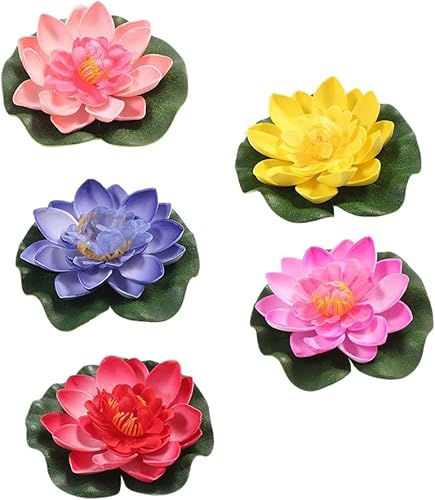 Yardwe Decoración de loto de superficie de agua, adorno flotante de lirio de agua simulado flores de loto falsas flores de loto simuladas planta disponible en Yaxa Colombia