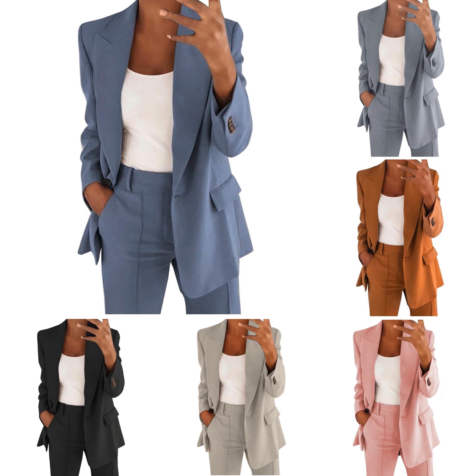 Tailleur Femme 2 Pièces Élégant Slim Fit - Blazer Veste + Pantalon Costume Bureau
