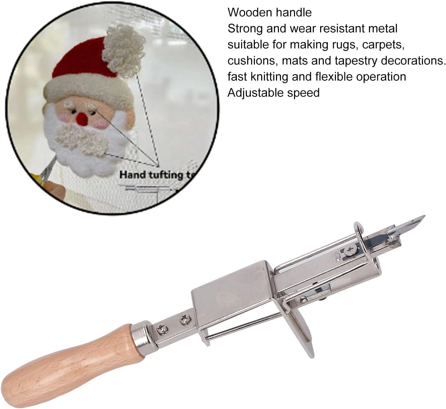 Carpet Tufting Handtool Punch Needle Wooden Handle Sturdy Metal Quick Flexible Operation Rug Tufting Tool for Home Craft Beginner