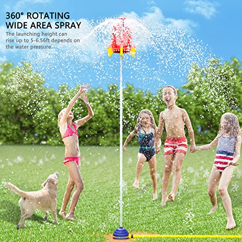 Sprinkler For Kids - Water Sprinkler For Kids, 360 Degree Rotation Kids Sprinkler, Water Rocket Spray Sprinkler For Kids, Outdoor Water Toys For Age 3 4 5 6 7 8 Year Old Boys Girls Gift(Red) #TOP1