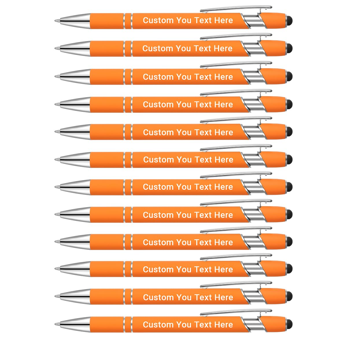 Zoonnis 96 Pcs Personalized Ballpoint Pens with Stylus Tips for Business Personalised Engraved Pen In Bulk for Women Men with Name Text Customised Pen Writing Custom Pen With Black Ink for School