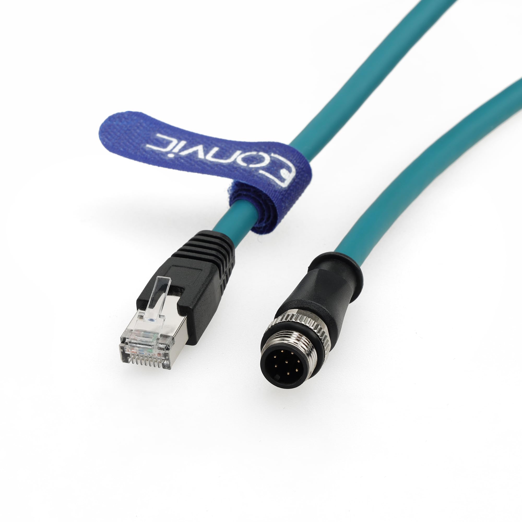 Connecteur Ethernet industriel M12 vers RJ45 8 broches A pour capteur de code Gigabit Ethernet Cat-6 Câble blindé très flexible pour caméra industrielle Cognex (30 m, bleu)
