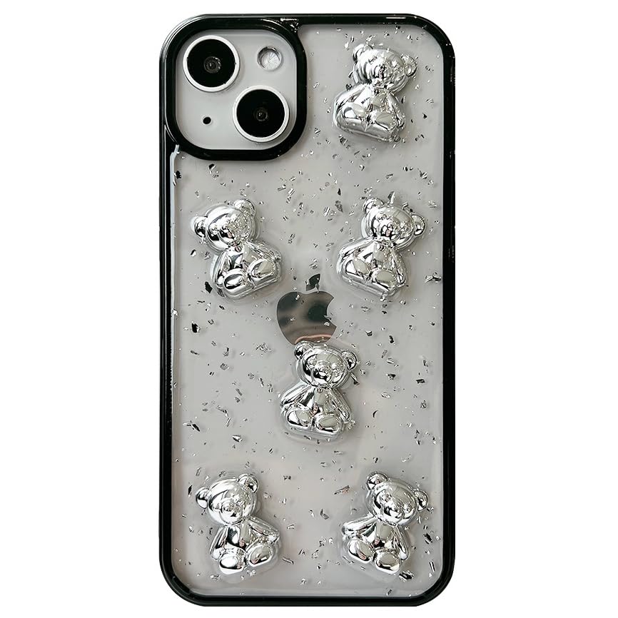 Süße Bären-Handyhülle Für IPhone 13 Pro (6,1 Zoll) – Mit 3D-Glitzer, Schwarz, Transparent & Schutz Vor Stößen