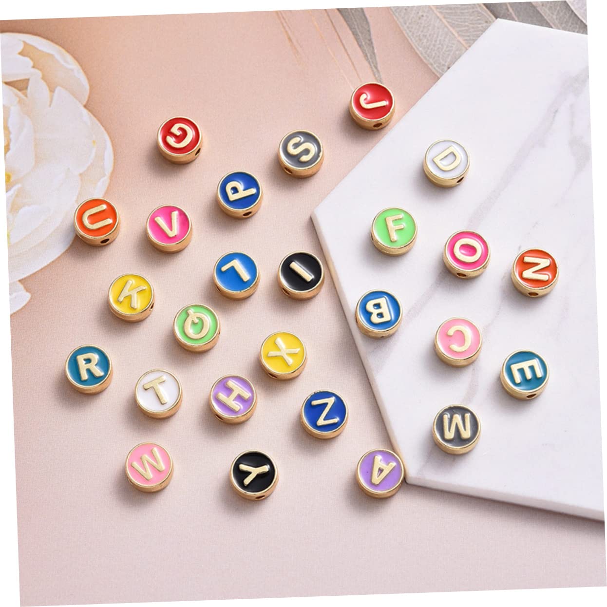 OSALADI 4 Set Perline Colorate Per Braccialetti E Gioielli Fai Da Te Perline Alfabeto Creative Per Collane E Accessori Diy 26 Pezzi*4