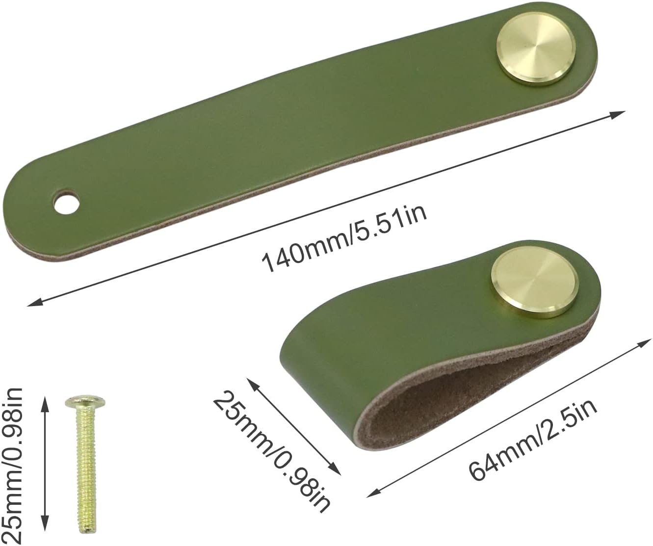 Leather Drawer Pulls and Knobs Soft Cabinet Handles Modern Cabinets Door Knob for Furniture Cupboards Wardrobe Dresser Decorative Handle with Screw 4 Pcs (Fruit Green)