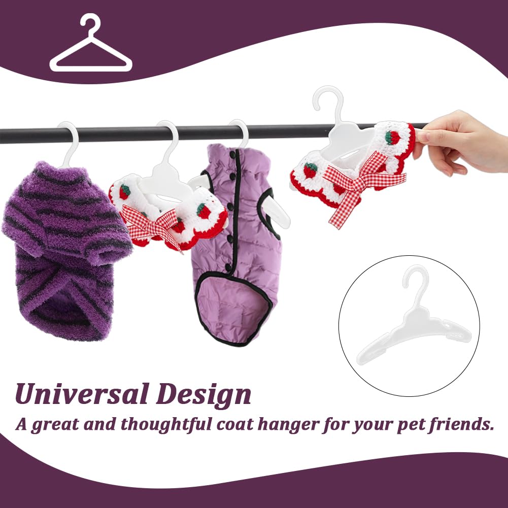 NBEADS - Percha para ropa de animales (50 unidades, perchas blancas para ropa de animales, accesorios de guardería, vestido para perros y gatos, armario para cachorros, gatos y animales pequeños, 10,5