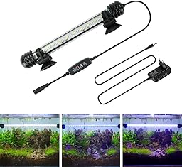 BELLALICHT LED Minuterie Éclairage d'aquarium, Lampe Tube Aquarium [Bleue & Blanc Lumière] avec Gradateur intégré, Dimmable 10 niveaux de luminosité IP67 étanche pour Aquariophilie