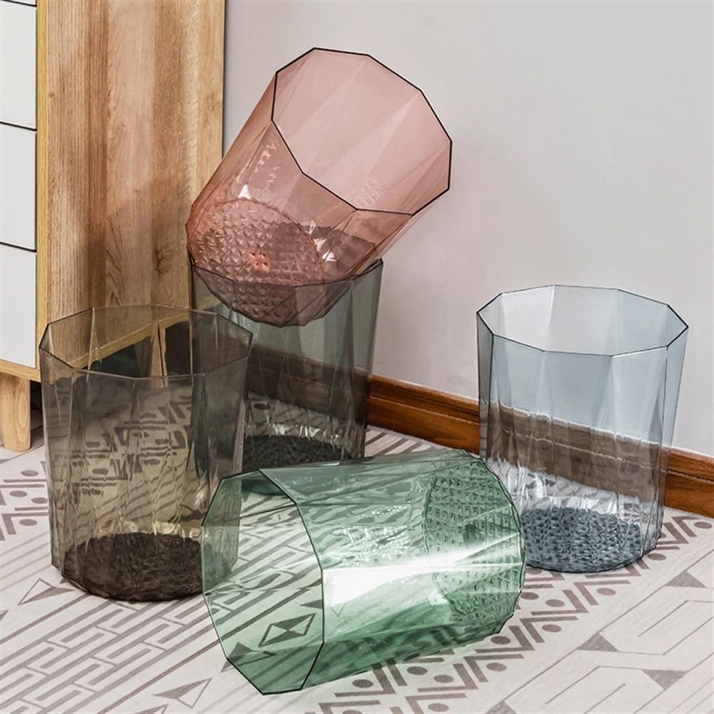 Bathroom Trash Can Trash Can Transparent Round Plastic Trash Can for Living Room Bedroom Trash Can for Bathroom Grey/Blue/Green Basurero Para Cocina(Blue)