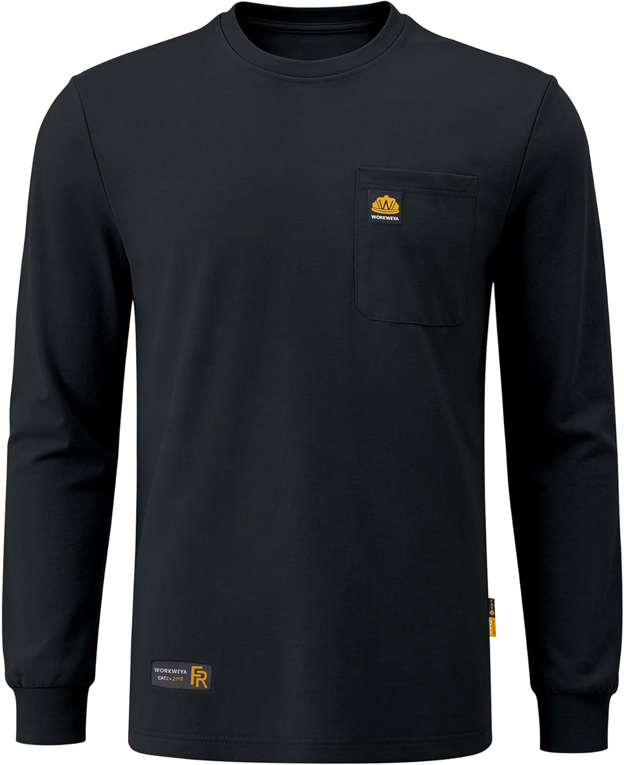 WORKWEYA Men's FR Shirts 6.5oz Lightweight Long Sleeve Flame Resistant T-Shirt NFPA 2112/CAT2