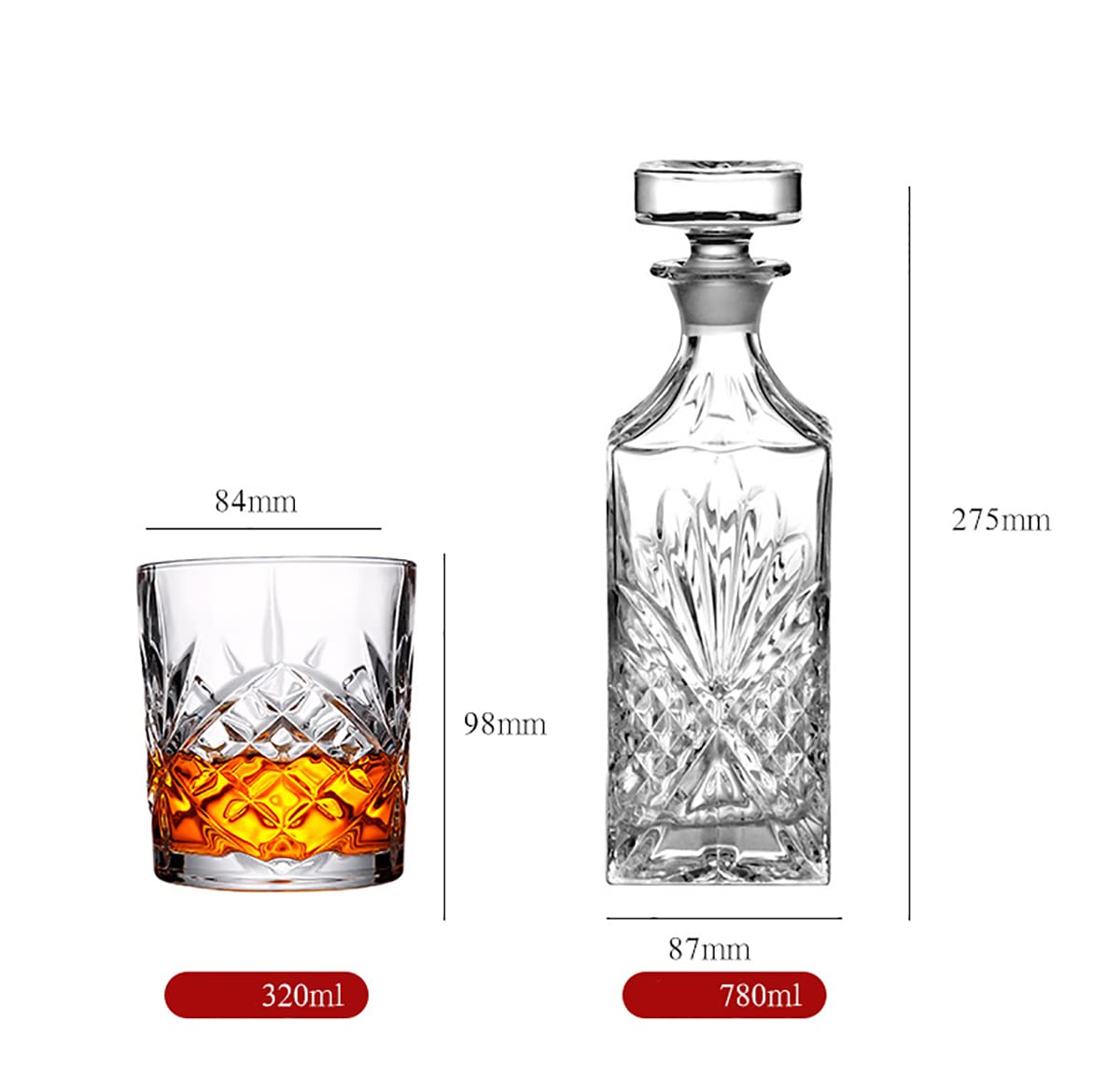 Vasos De Whisky De Cristal Antiguos, Clásicos De 7.7 Onzas, Juego De 2/4/6 Tazas De Cristal Soplado A Mano con Fondo Grueso Y Pesado En Una Caja Cócteles Scotch Bourbon Manha
