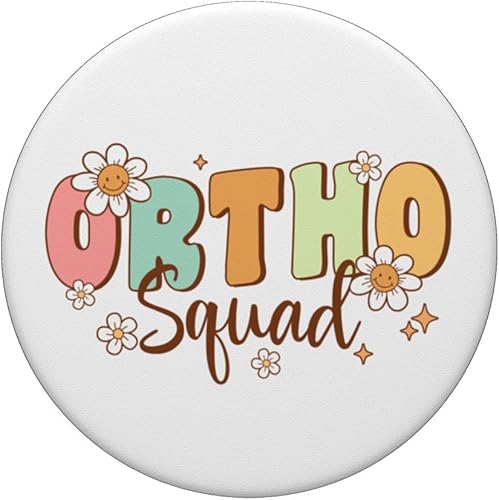 Miniatura 3 de Ortho Squad Ortodoncista Enfermera Medicina Retro Groovy Flowers PopSockets PopGrip intercambiables