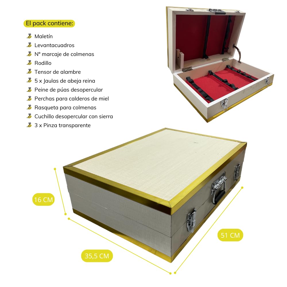 Kit da 20 pezzi per apicoltori con attrezzi per alveari, rullo e coltello da deoperculo, gabbia per api regina, alzafavo, raschietto, pinze e valigetta di accessori per apicoltura