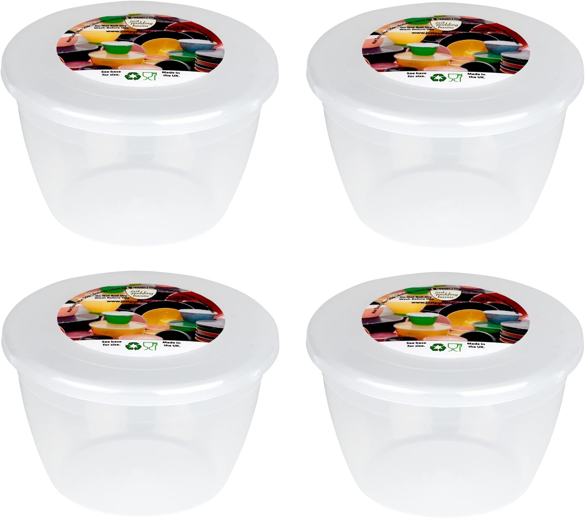 1/2 Pint Plastic Pudding Basins with Lids