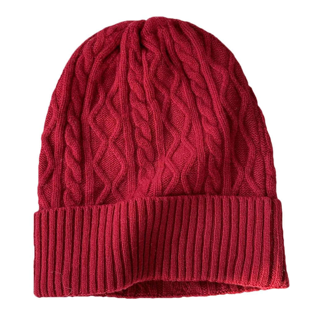 Gorros de lana merino para mujer, para invierno, color liso, cálido, suave, gorro de esquí para mujer