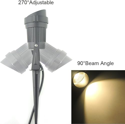 Miniatura 7 de Paquete de 6 focos LED de 5 W de color blanco cálido para exteriores, lámpara de montaje en pared, soporte de estaca impermeable para caminos,