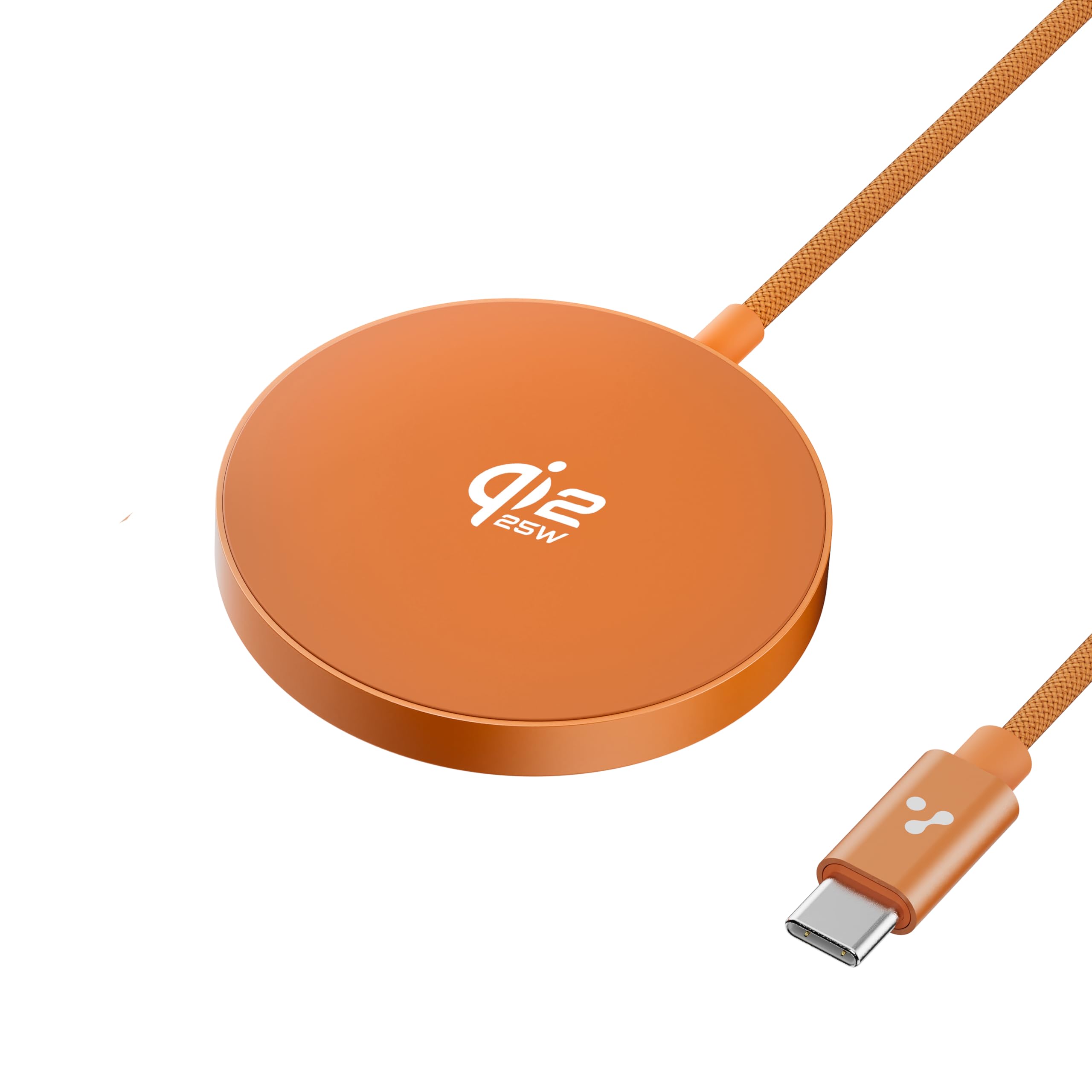 Ambrane 25W Qi2.2 Magsafe Wireless Charger, Fastest Wireless Charging - Charge 50% in 30 mins, New Qi2.2 Certified Technology, iPhone 12 to 17 All Models & Android Wireless devices (AerosynQ 2,Orange)-image-17