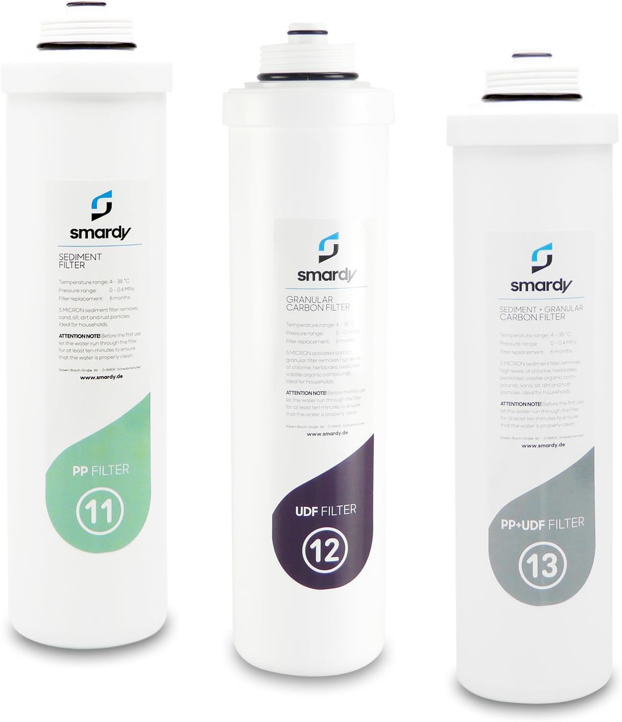 smardy 3X Water Filter Replacement Filters kit Nr. 11 | 12 | 13 for Water Filter Systems smardy PRO 190