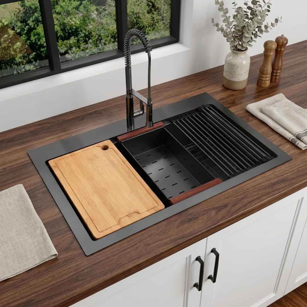 LQS Black Drop In Sink