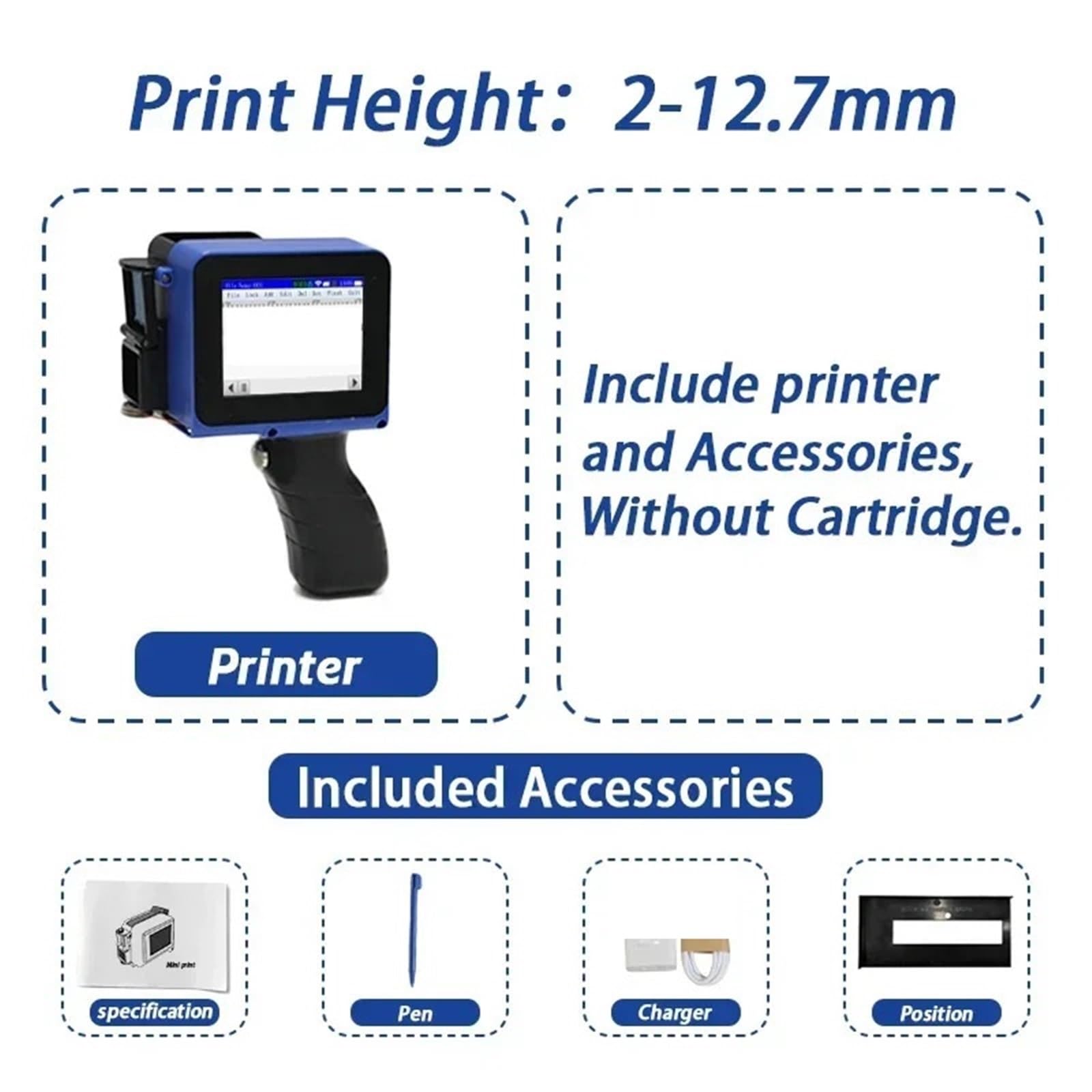 Stampante portatile mini split da 12,7 mm, stampante a getto d'inchiostro portatile, macchina for la codifica di dati di immagini di codici a barre(Without ink)