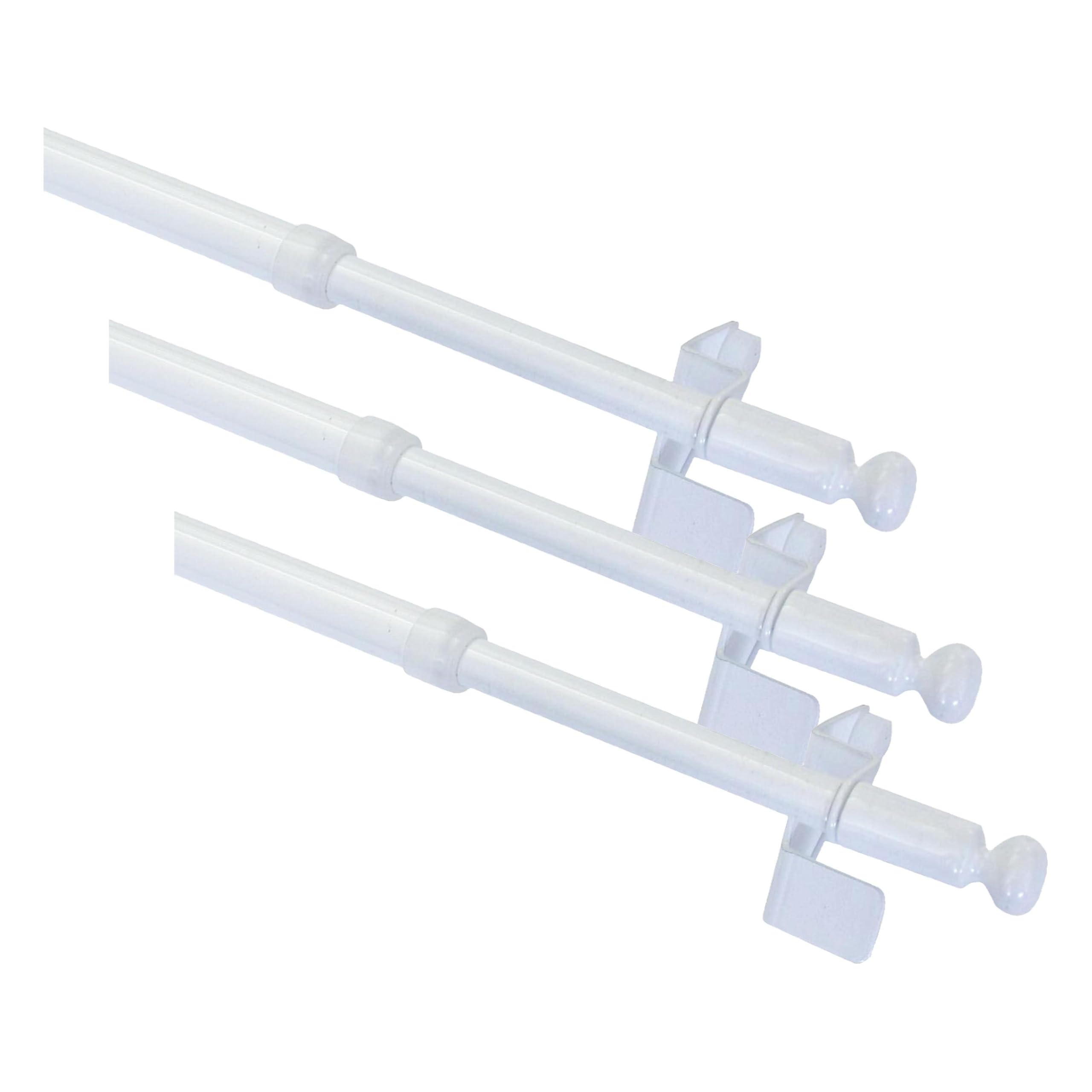 GARDINIA Tringle à Clipser, Pivotante, Montage Sans Vis Ni Perçage, Press&Go Filigrano, Globe, Diamètre 8/10 mm, Longueur 80-110 cm, Métal, Blanc (Lot de 3)