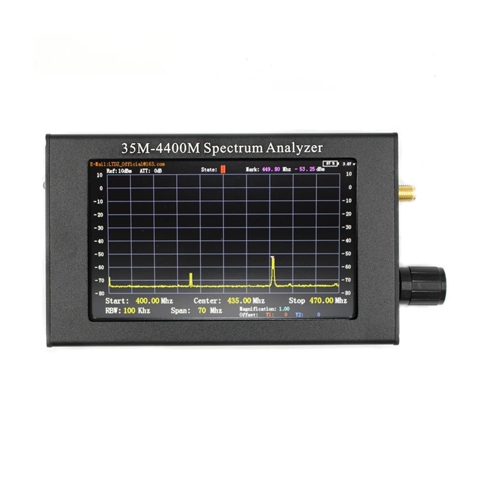 Analizador Vectorial de Redes, Analizador de espectro de 35M-4400Mhz Pantalla LCD de 4,3 pulgadas Analizador de espectro portátil profesional Medición de señal de interfono de larga duración Medición
